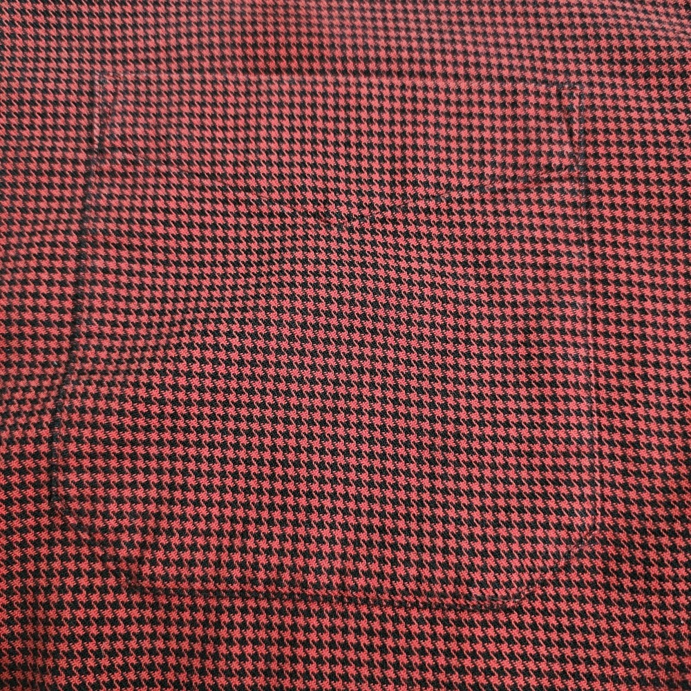 LL Bean L-REG Traditional Fit Red, Black Houndstooth Flannel Shirt 100% Cotton - Picture 6 of 7